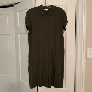 J. Jill Olive Green Short-sleeved Dress